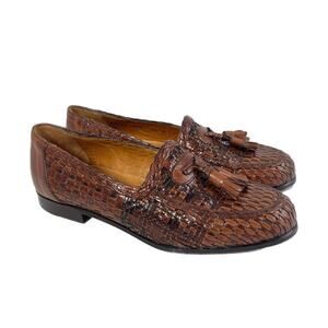 Bostonian Florentine Woven Brown Leather Tassel Loafers Shoes Men Size 7.5 Italy